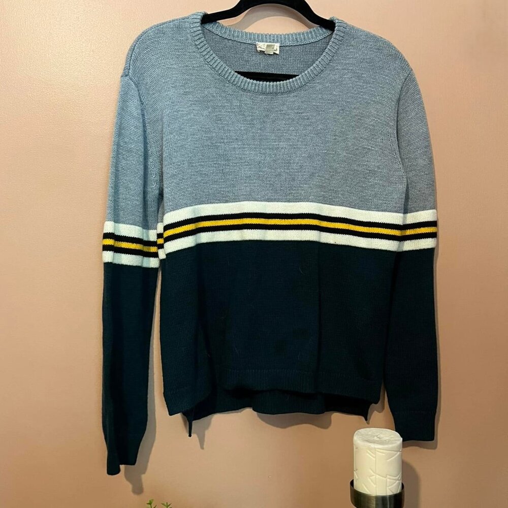 Hem & Thread Color Block Stripe Sweater Size L - image 1